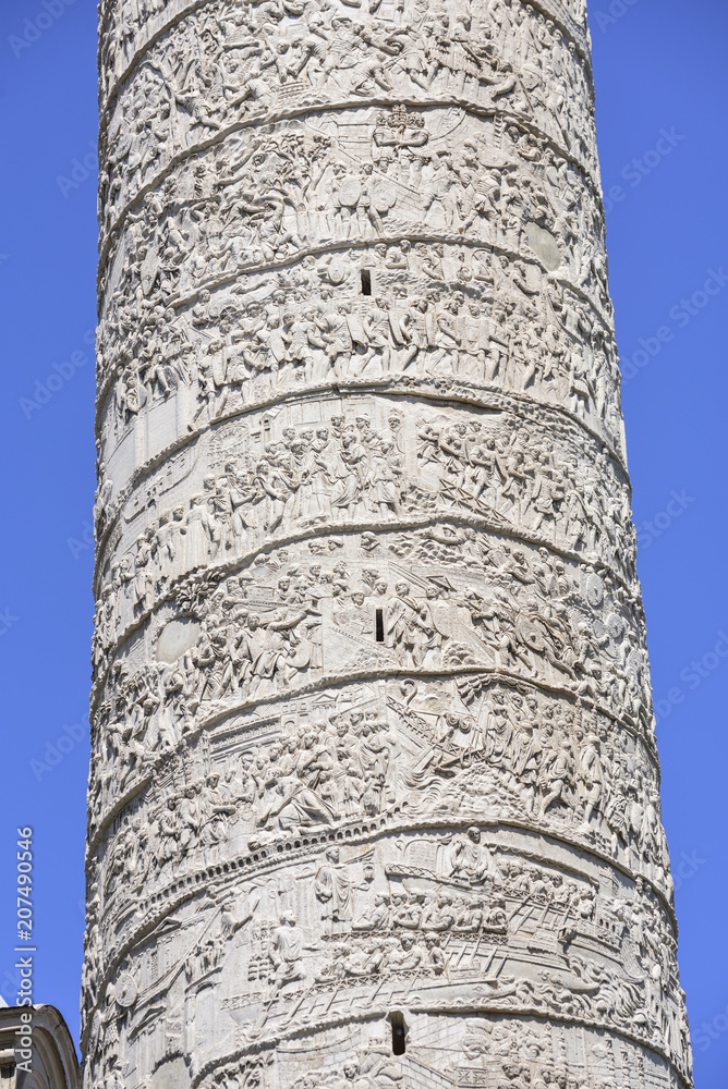 Rome, detail of reliefs of the Trajan column