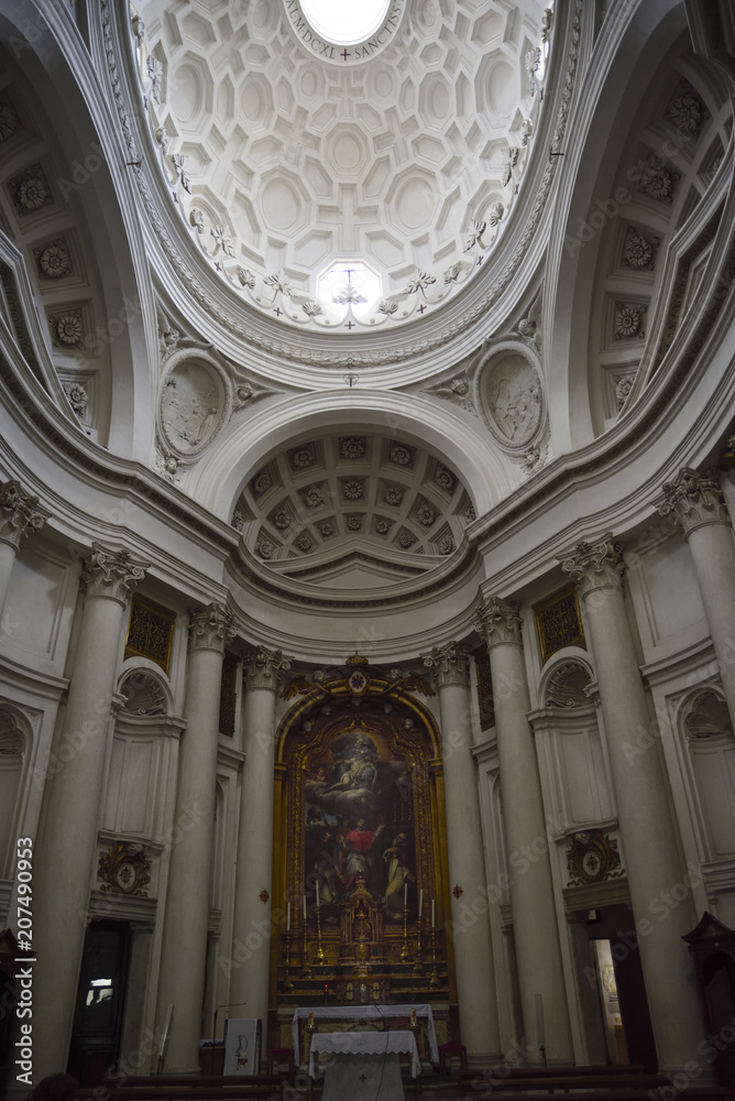 Rome Italy. Church of St. Carlo at the four fountains. Baroque dome created by Borromini