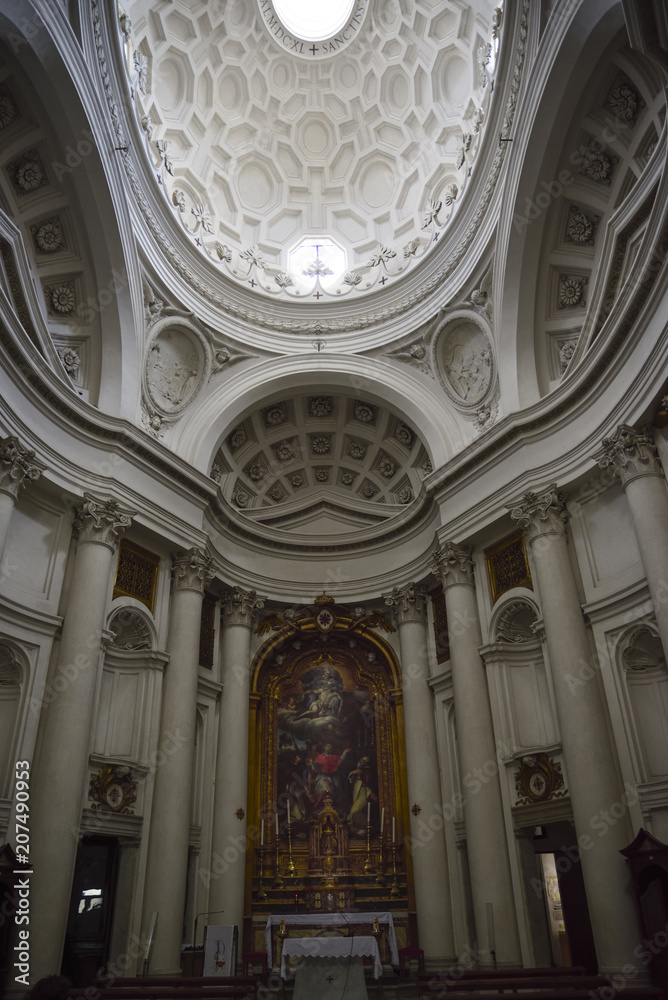Obraz premium Rome Italy. Church of St. Carlo at the four fountains. Baroque dome created by Borromini
