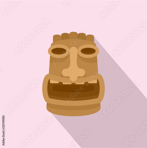 Tiki wood idol icon. Flat illustration of tiki wood idol vector icon for web design