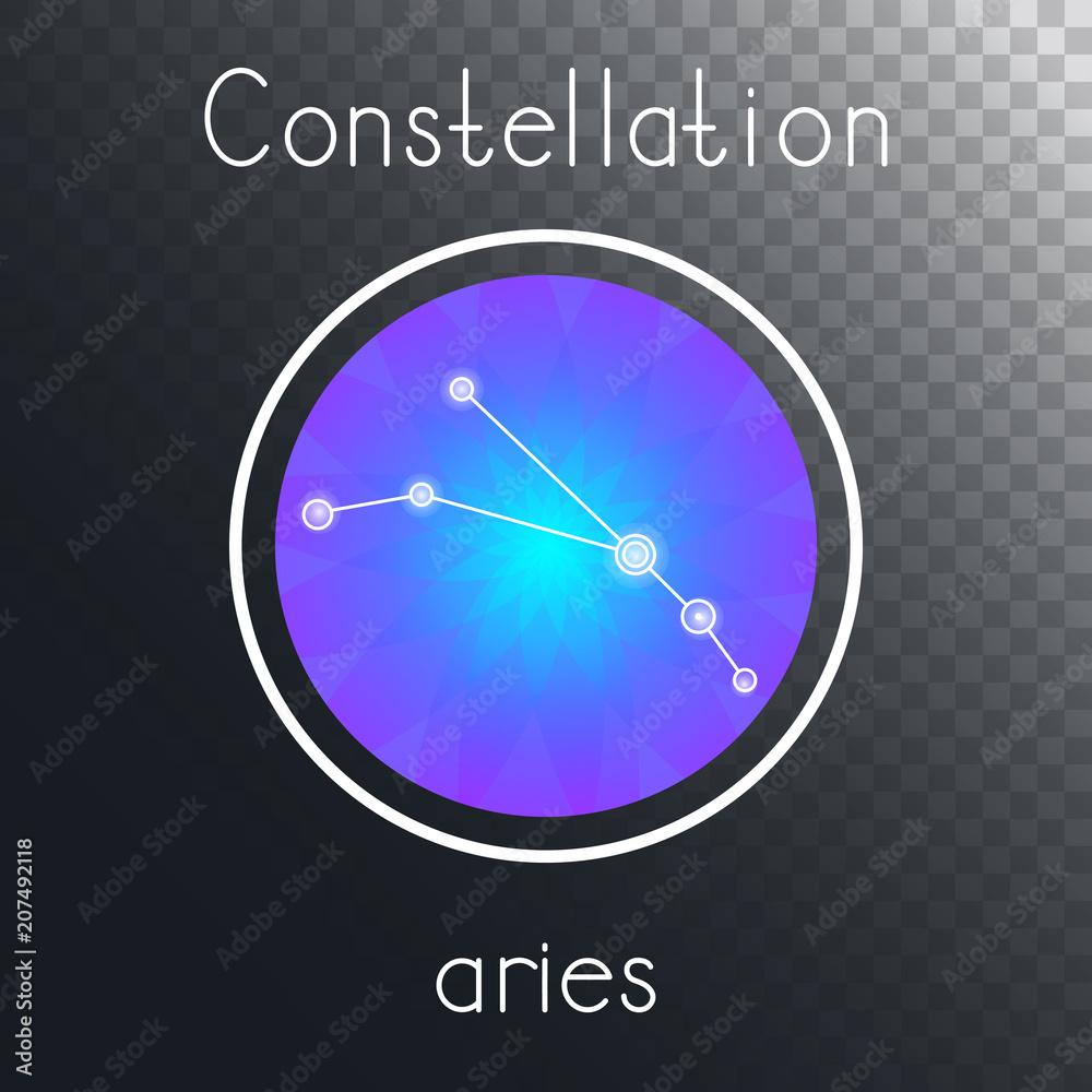 Vector round icon with Zodiac constellation ARIES. - obrazy, fototapety, plakaty 
