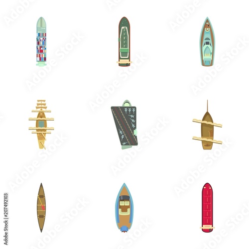 Motorboat icons set. Cartoon set of 9 motorboat vector icons for web isolated on white background