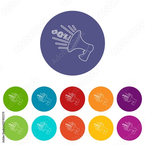 Loudspeaker icons color set vector for any web design on white background