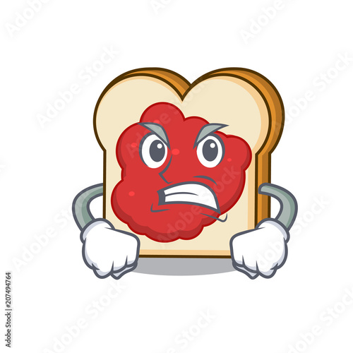 Canvas Print Angry bread with jam mascot cartoon