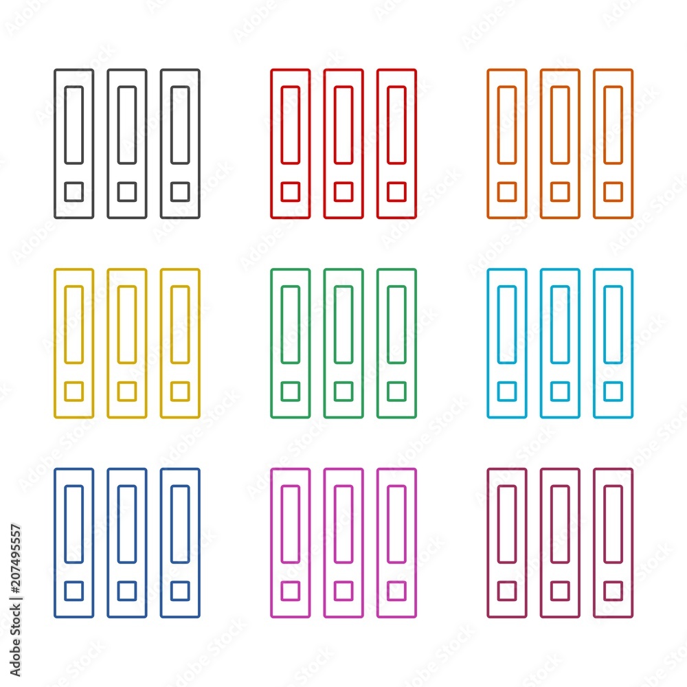 Obraz premium Binders icon, Archive folders vector icon, color icons set