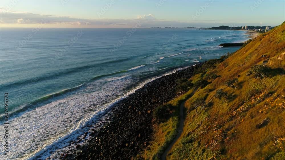 Gold Coast, Queensland - Australia: 20 May 2018 - Aerial view above Burleigh Heads looking towards the Southern end of the Gold Coast. Gold Coast, Queensland - Australia: 20 May 2018 - Aerial view above Burleigh Heads looking towards the Southern end of the Gold Coast.
