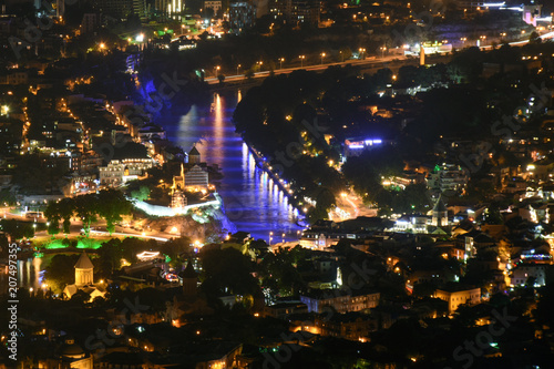 Old Tbilisi city night panoramic view