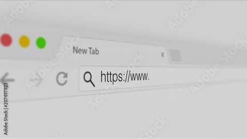 typing https www in address bar close up animation