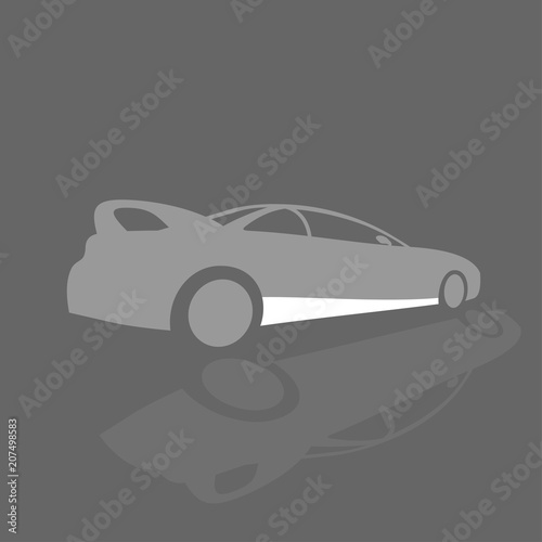 Silhouette of sports car, design logo icon, side skirt