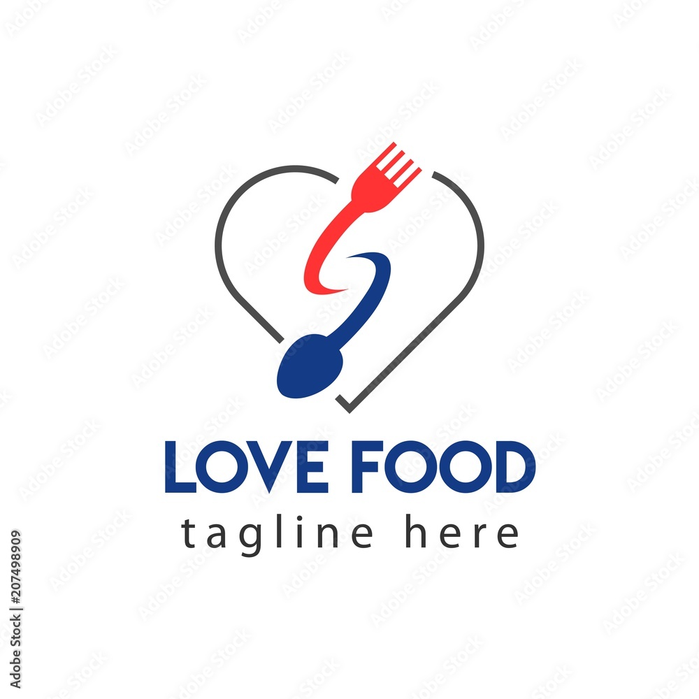 Love Food Logo Vector Template Design Illustration Love Food Logo Vector Template Design Illustration