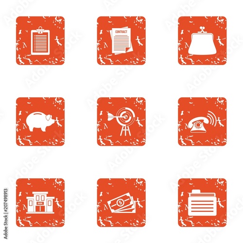 Cumulative certificate icons set. Grunge set of 9 cumulative certificate vector icons for web isolated on white background
