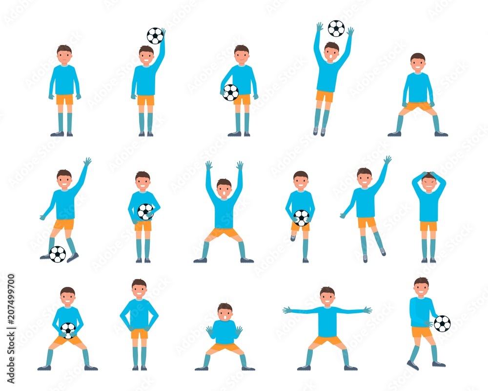 Goalkeeper man icons set. Flat illustration of 16 goalkeeper man vector icons for web