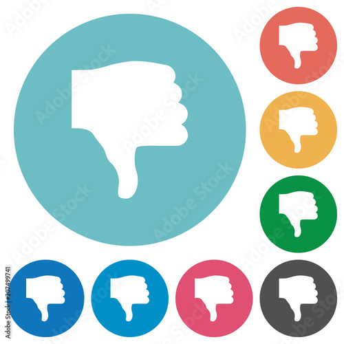 Thumbs down flat round icons