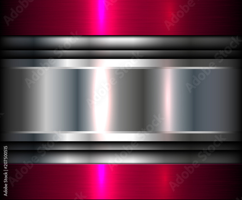 Metallic background silver pink, vector metal texture.