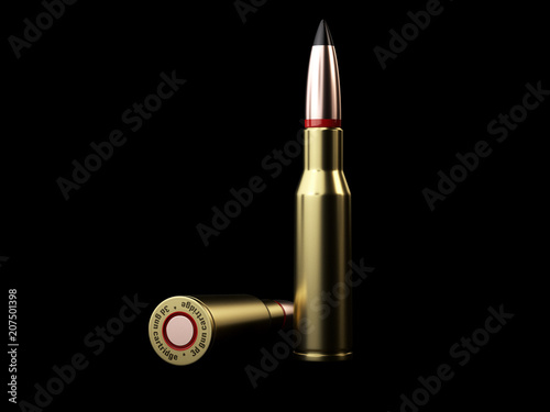 3d Illustration of bullets on black background