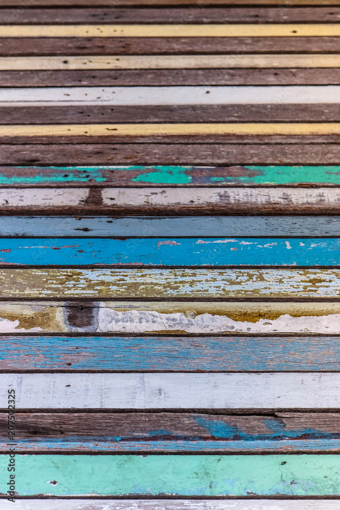 old colorful vintage plank wood pattern background