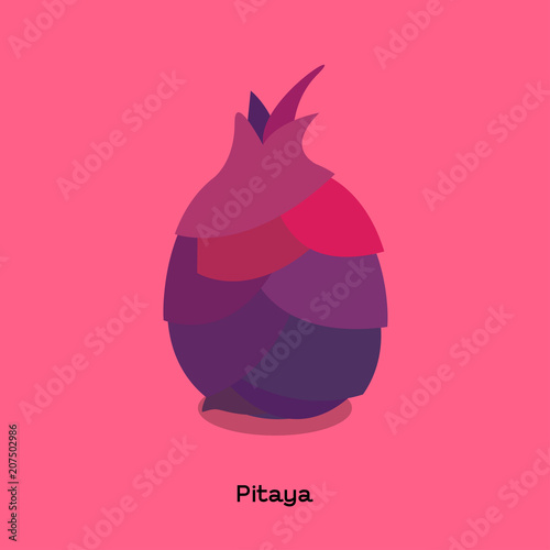 PITAYA
The illustration of purple pitaya or dragon fruit on pink background with word. 