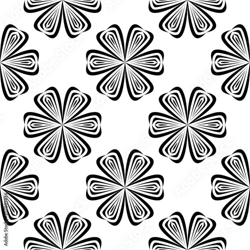 Black floral seamless pattern on white background © Liudmyla