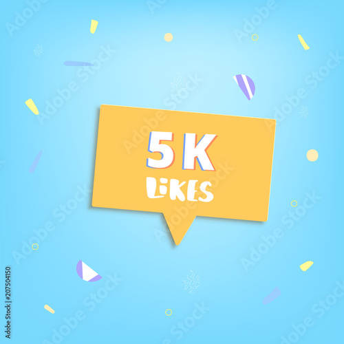 5000 likes thank you post for social media. Vector illustration.