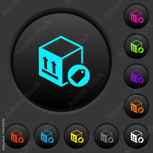 Package labeling dark push buttons with color icons