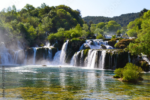 Flowing water of the Waterfalls Krka, National Park, Dalmatia, Croatia