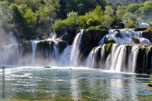 Flowing water of Waterfalls Krka, National Park, Dalmatia, Croatia