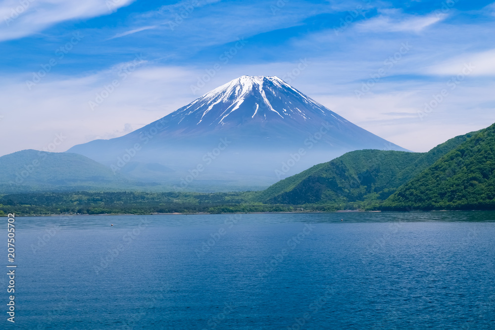 本栖湖と富士山