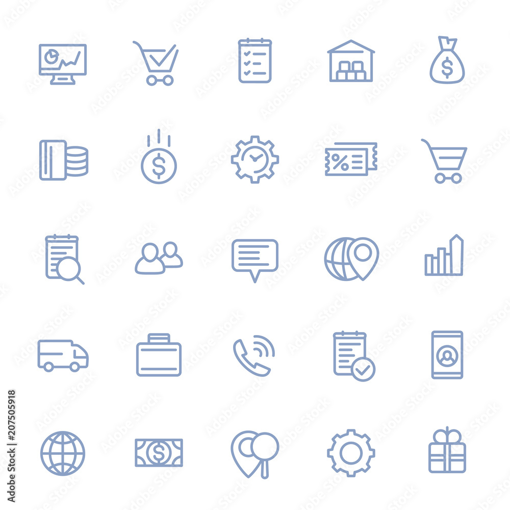 business, e-commerce and retail line icons set on white business, e-commerce and retail line icons set on white