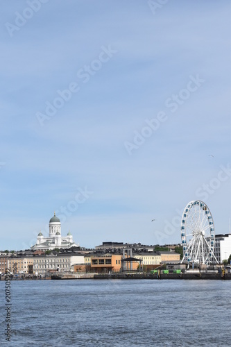 The Old Town of Helsinki from the ferry on the way to Suomenlinna island. Finland, Helsinki, 27th May 2018