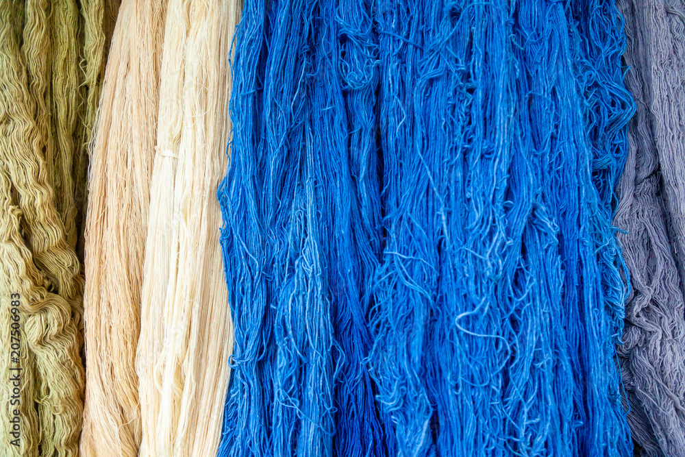 Colorful of Linen Threads Rope Yarn Hang on the Beam Colorful of Linen Threads Rope Yarn Hang on the Beam