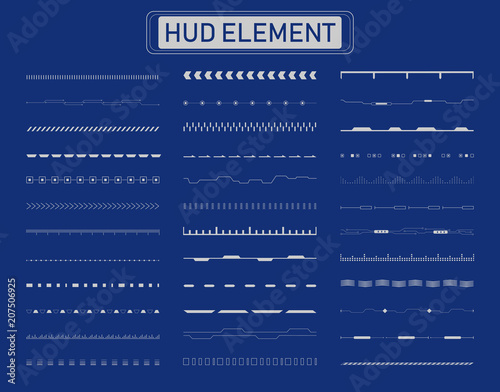 Set of hud lines elements on blue background vector illustration 