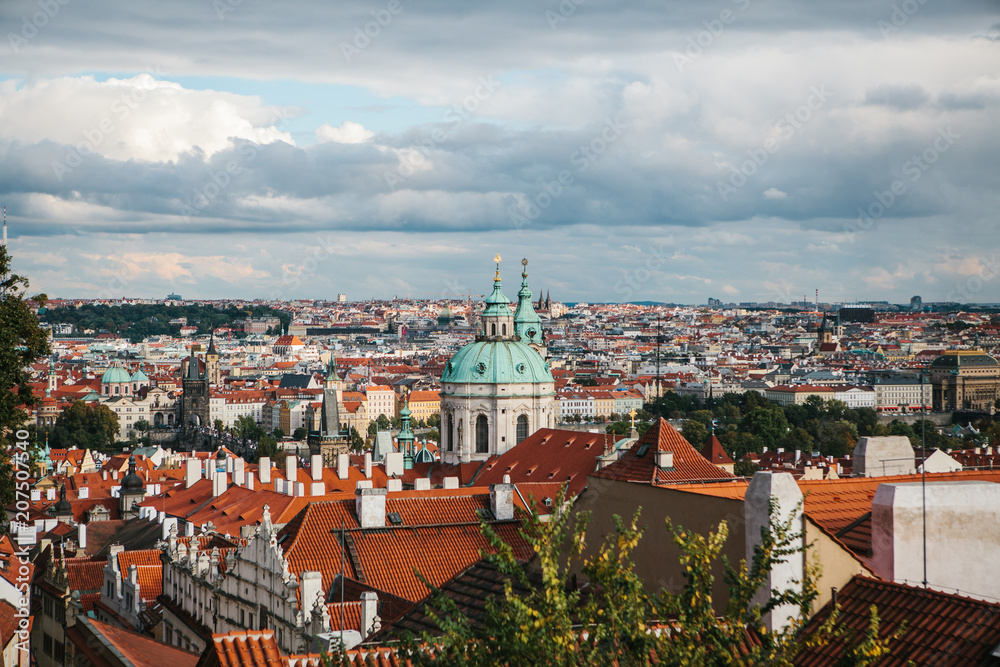 Beautiful view of the architecture of Prague in the Czech Republic. Prague is one of the most favorite places to visit tourists from all over the world