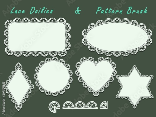 Doilies lace ornament set and pattern brush.