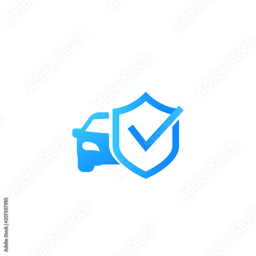 car and shield icon, vector mark