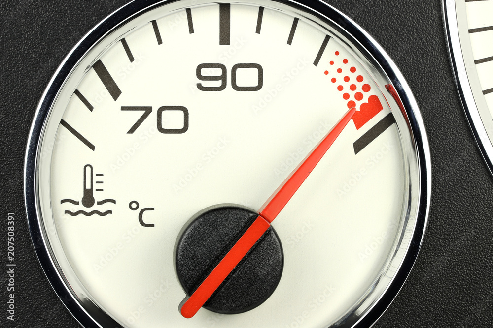Naklejka premium temperature gauge in car dashboard - hot