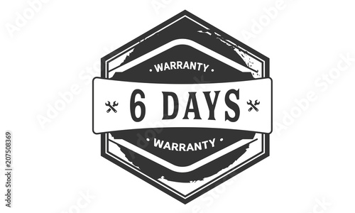 6 days warranty icon vintage rubber stamp guarantee