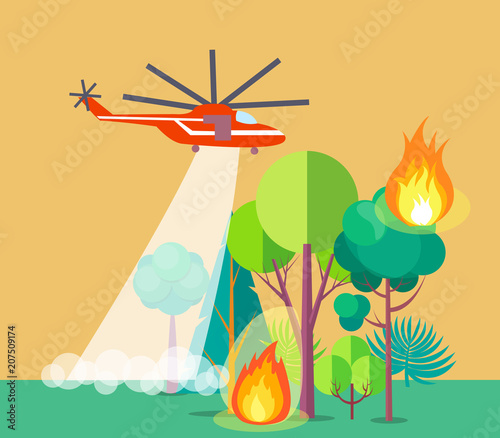 Poster of Helicopter Extinguishing Wildfire