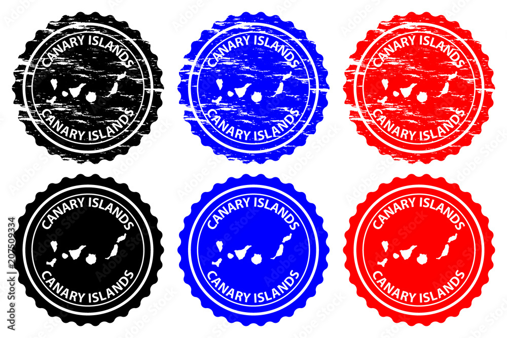 Canary Islands - rubber stamp - vector, Canary Islands ( Islas Canarias) map pattern - sticker - black, blue and red Canary Islands - rubber stamp - vector, Canary Islands ( Islas Canarias) map pattern - sticker - black, blue and red