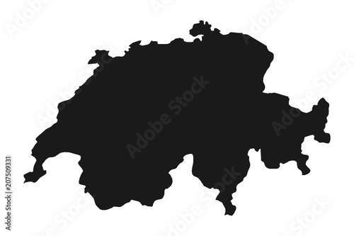 Карта Швейцарской Конфедерации в высоком разрешении. Векторная иллюстрация.