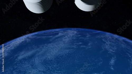 Spacecraft in outer space with sudden acceleration 