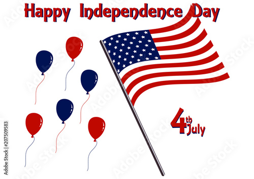 Independence Day - Design mit Landesflagge, Luftballons und Text. Vektordatei, Eps 10