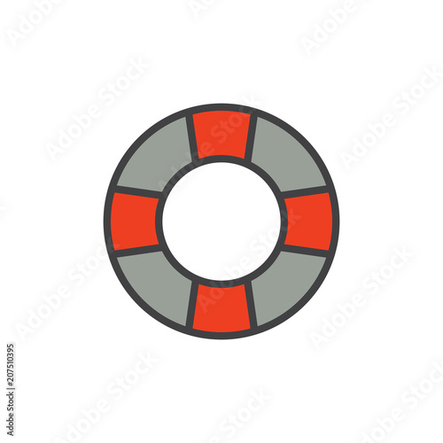 Lifebuoy filled outline icon, line vector sign, linear colorful pictogram isolated on white. Lifesaver symbol, logo illustration. Pixel perfect vector graphics