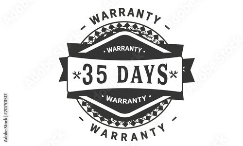 35 days warranty icon vintage rubber stamp guarantee