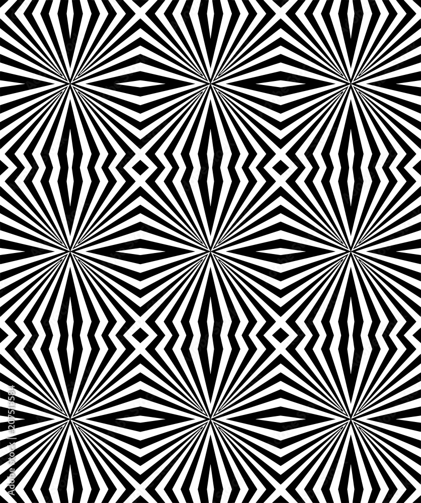 Seamless geometric pattern with a optical illusion in a black - white colors Seamless geometric pattern with a optical illusion in a black - white colors