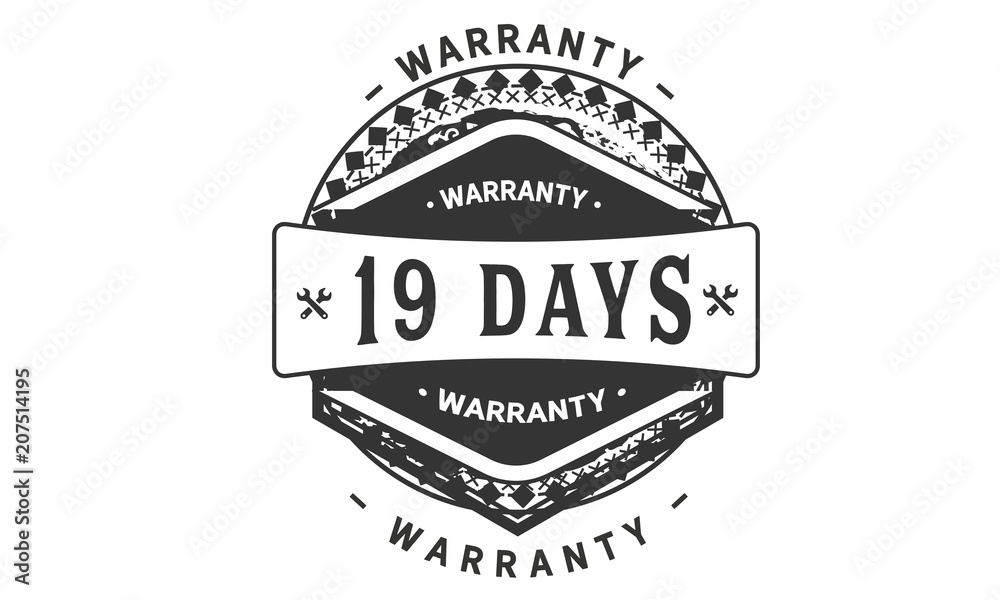 Fototapeta premium 19 days warranty icon vintage rubber stamp guarantee