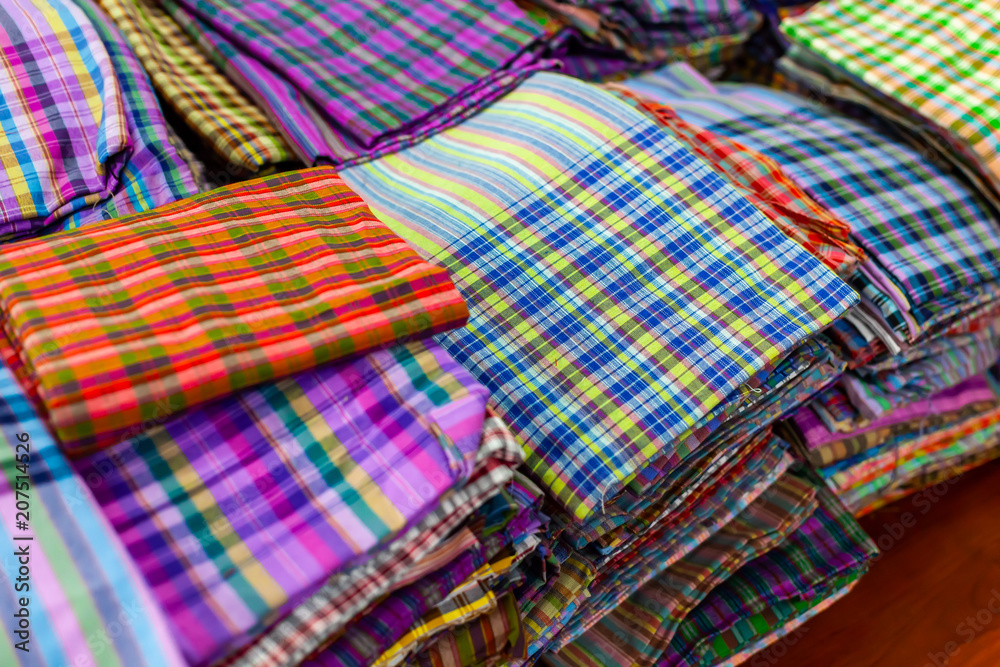 Close Up Sarong Beautiful Texture thai Traditional silk handcraft style textiles detail pattern fabric fashionable texture Close Up Sarong Beautiful Texture thai Traditional silk handcraft style textiles detail pattern fabric fashionable texture