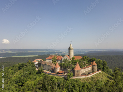 Obraz na płótnie Aerial view of Leuchtenburg castle in Thuringia w salonie
