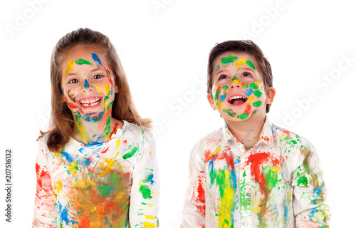 Happy children painting