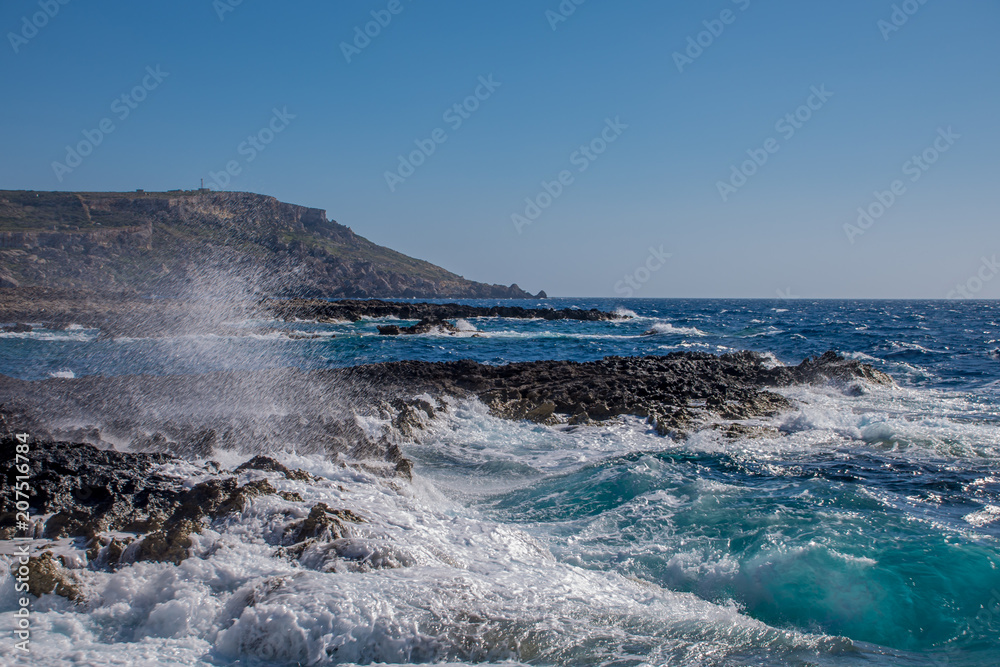 Photo of Sea water beating against rock, Cirkewwa, Malta