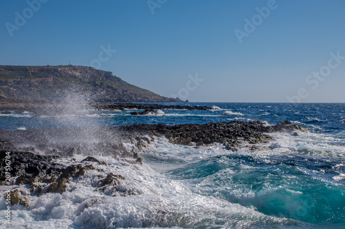 Photo of Sea water beating against rock, Cirkewwa, Malta © michaldziedziak